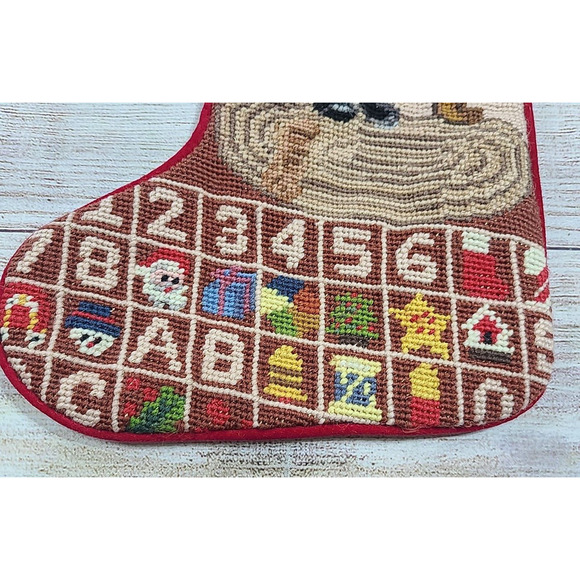 Imperial Elegance Embroidered Wool Christmas Stocking Santa Claus Red 15" 1991 - Picture 5 of 8